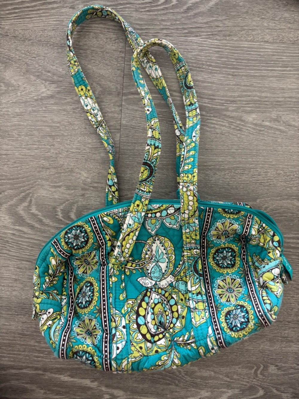 Vera Bradley Peacock Turquoise Paisley Quilted Shoulder Bag